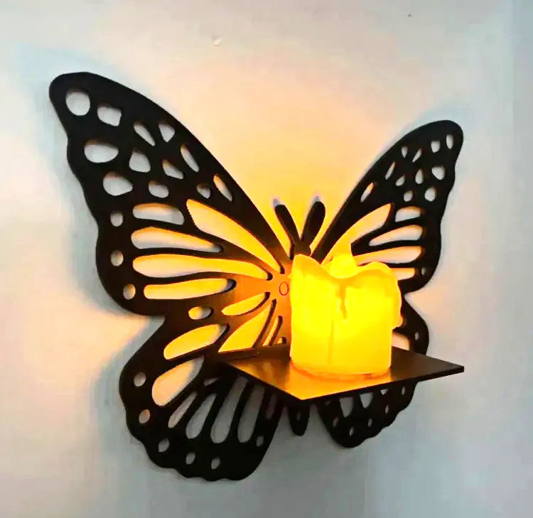 Butterfly Wall Candle Holder Set – 3 Pieces | Candles Included