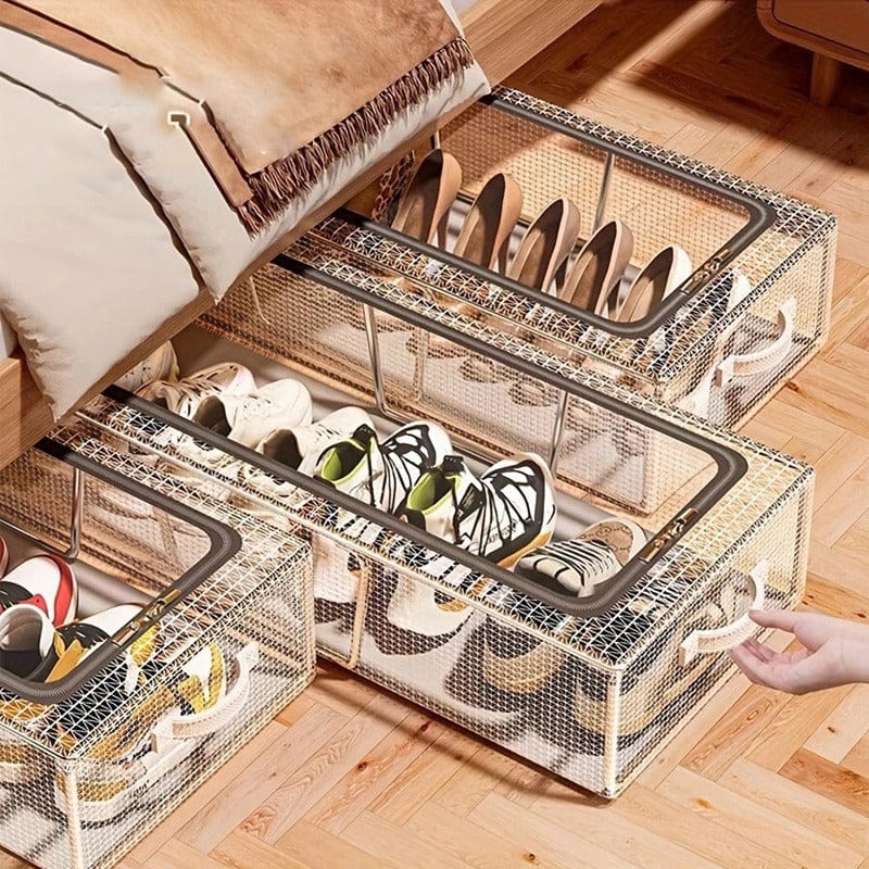 Transparent Storage Shoe Box – Heavy-Duty Steel Frame | Moisture-Proof, Foldable Organizer for Shoes, Clothes,