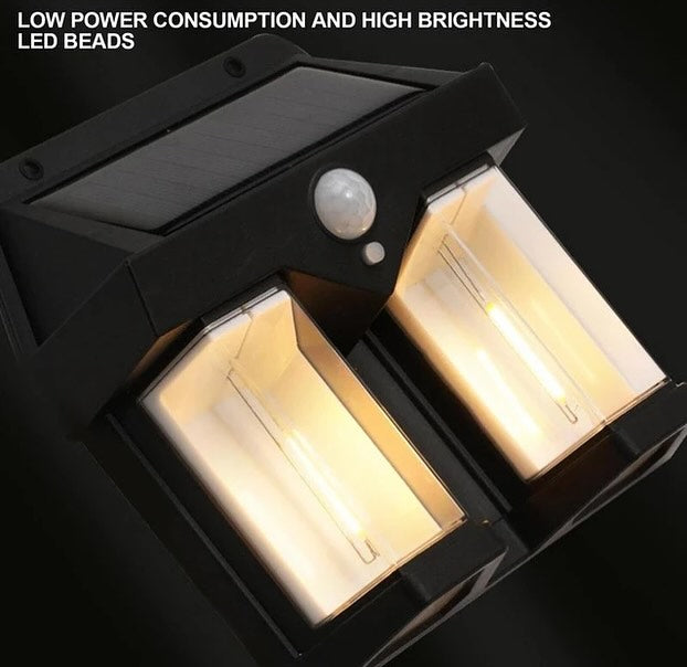 Double Head Antique Solar Wall Lamp with Motion Sensor Waterproof