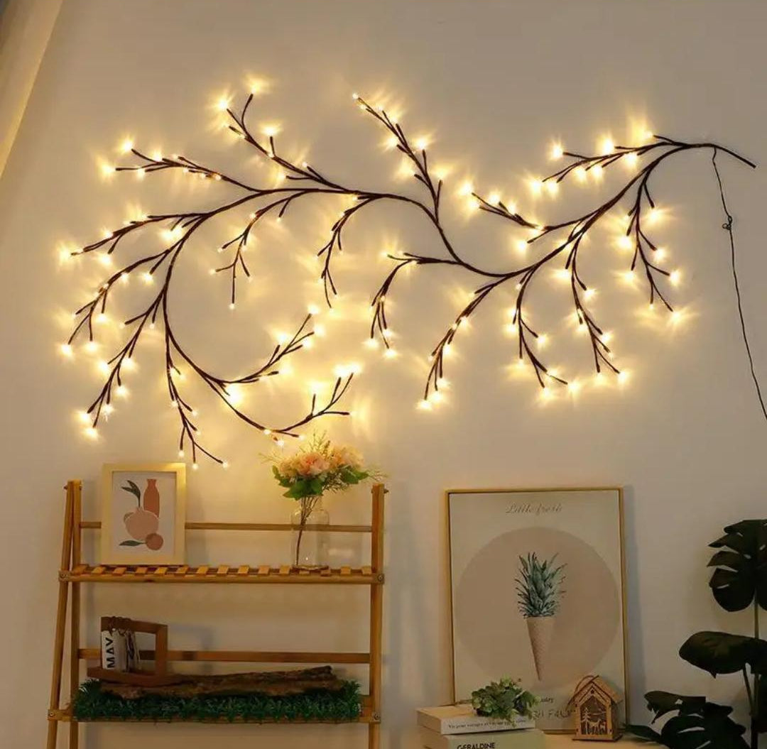 LED Branch Rattan Strip Lights — 8 Modes Warm Fairy Lights 1.6 Metre 72
