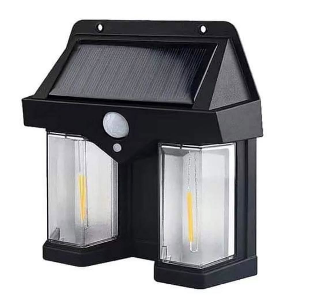 Double Head Antique Solar Wall Lamp with Motion Sensor Waterproof