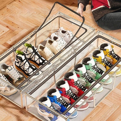 Transparent Storage Shoe Box – Heavy-Duty Steel Frame | Moisture-Proof, Foldable Organizer for Shoes, Clothes,
