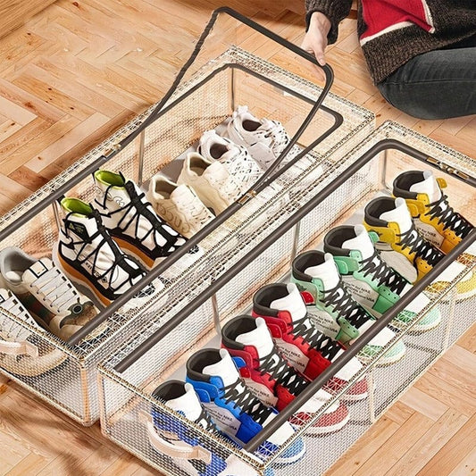 Transparent Storage Shoe Box – Heavy-Duty Steel Frame | Moisture-Proof, Foldable Organizer for Shoes, Clothes,
