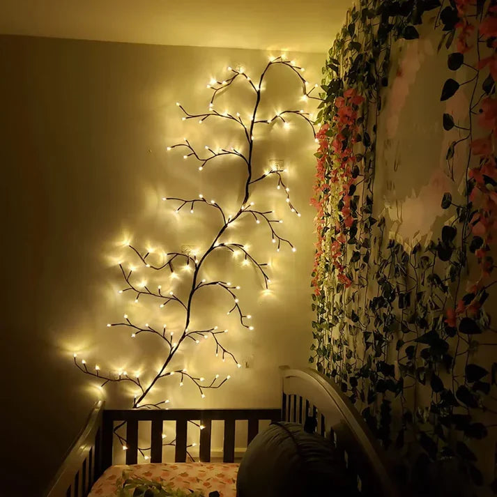 LED Branch Rattan Strip Lights — 8 Modes Warm Fairy Lights 1.6 Metre 72