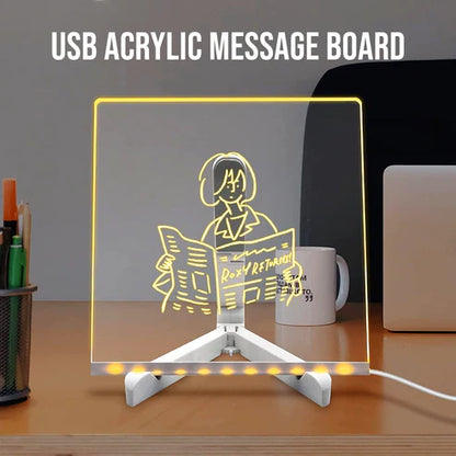 DIY LED Writing Board – Acrylic Notepad with Stand & Reusable Colorful Pens