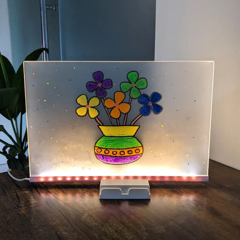 DIY LED Writing Board – Acrylic Notepad with Stand & Reusable Colorful Pens