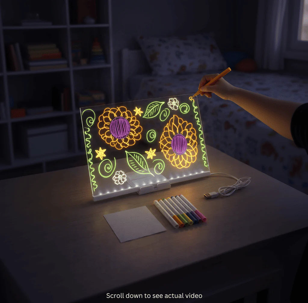 DIY LED Writing Board – Acrylic Notepad with Stand & Reusable Colorful Pens