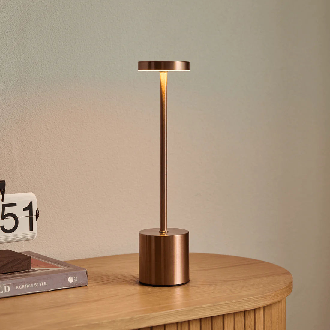 Long Neck Metal Touch Sense LED Lamp – Modern Minimalist Design, USB Rechargeable 3 Dimmable Light Modes