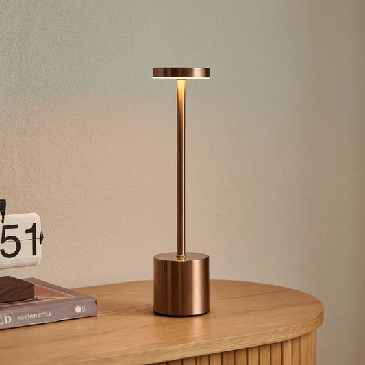 Long Neck Metal Touch Sense LED Lamp – Modern Minimalist Design, USB Rechargeable 3 Dimmable Light Modes