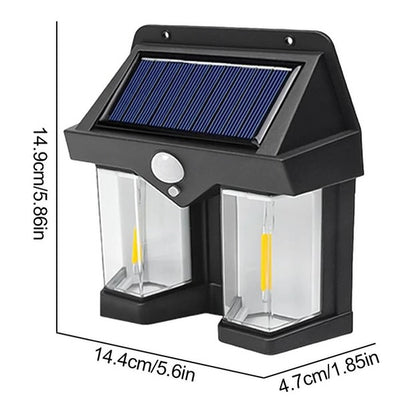 Double Head Antique Solar Wall Lamp with Motion Sensor Waterproof