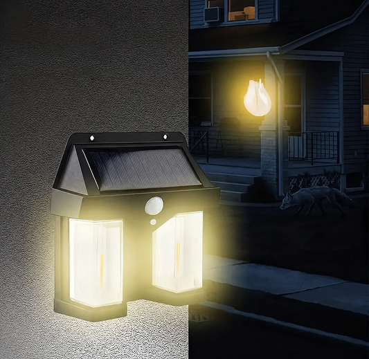 Double Head Antique Solar Wall Lamp with Motion Sensor Waterproof