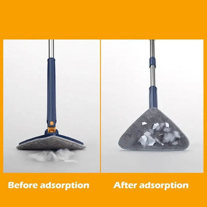 Triangle Extendable Cleaning Mop, 360° Rotatable Squeeze Mop, Multipurpose Cleaning Brush