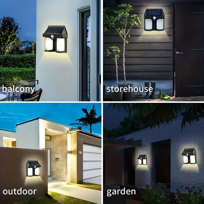 Double Head Antique Solar Wall Lamp with Motion Sensor Waterproof