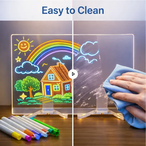 DIY LED Writing Board – Acrylic Notepad with Stand & Reusable Colorful Pens