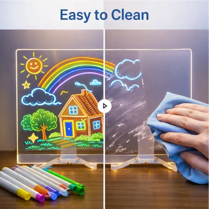 DIY LED Writing Board – Acrylic Notepad with Stand & Reusable Colorful Pens