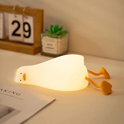 Benson Lying Flat Duck Night Light, LED Squishy Duck Lamp, Cute Light up Duck