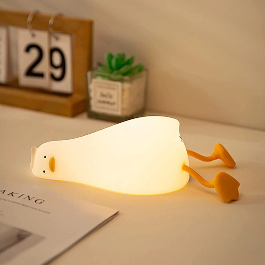 Benson Lying Flat Duck Night Light, LED Squishy Duck Lamp, Cute Light up Duck