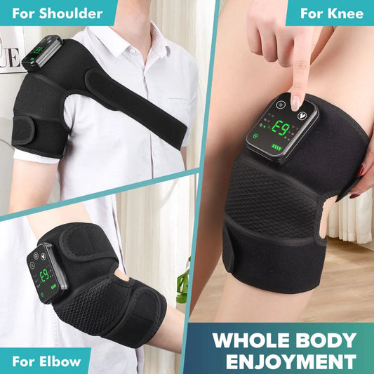 Electric Knee Massager Heated Vibration Joint Brace Therapy Shoulder Pain Relief