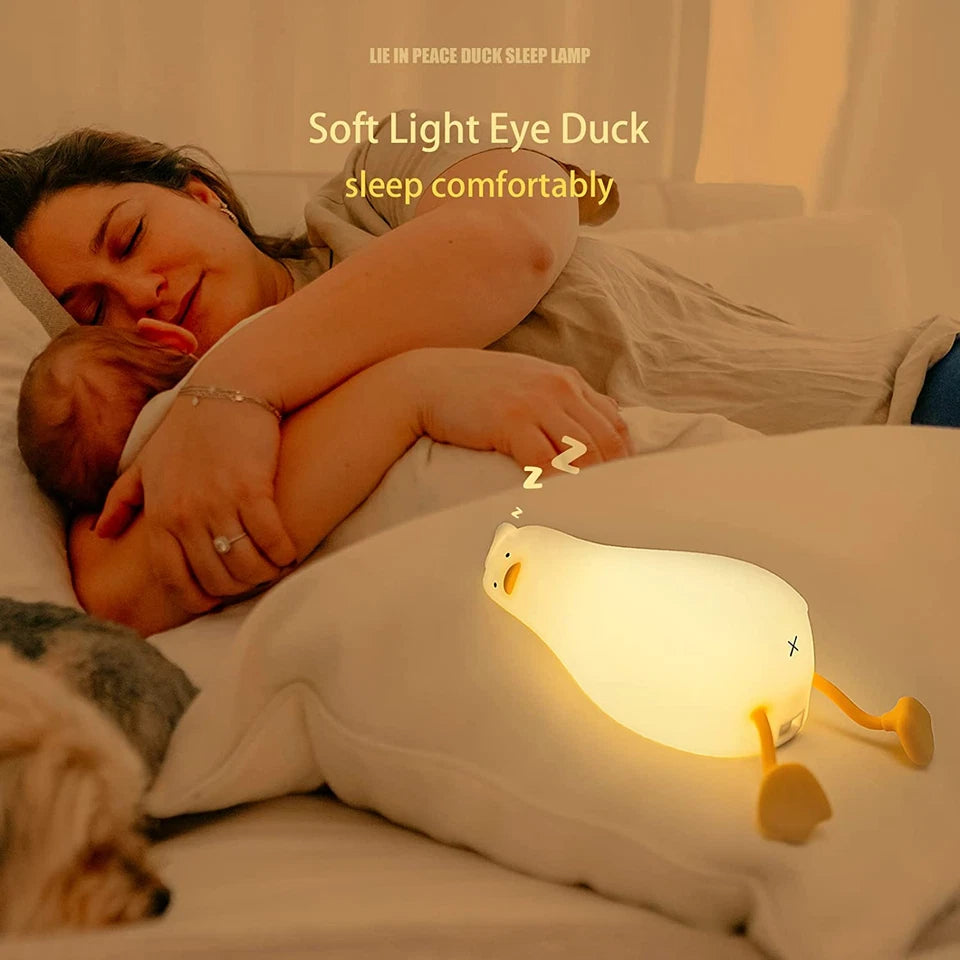 Benson Lying Flat Duck Night Light, LED Squishy Duck Lamp, Cute Light up Duck