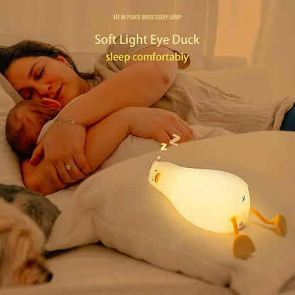 Benson Lying Flat Duck Night Light, LED Squishy Duck Lamp, Cute Light up Duck