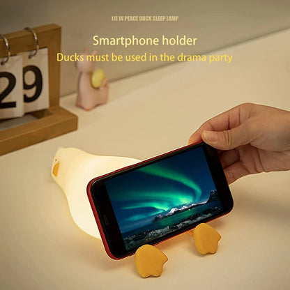 Benson Lying Flat Duck Night Light, LED Squishy Duck Lamp, Cute Light up Duck
