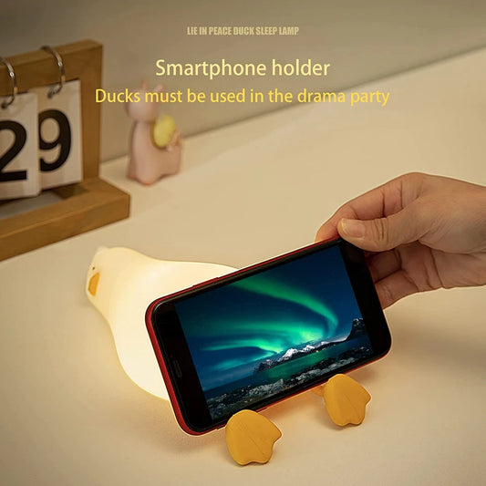 Benson Lying Flat Duck Night Light, LED Squishy Duck Lamp, Cute Light up Duck