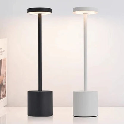 Long Neck Metal Touch Sense LED Lamp – Modern Minimalist Design, USB Rechargeable 3 Dimmable Light Modes
