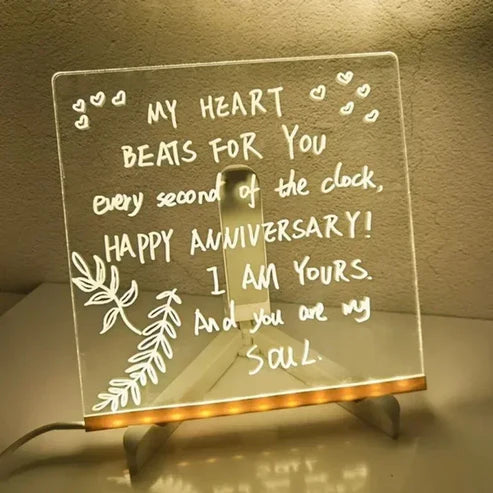 DIY LED Writing Board – Acrylic Notepad with Stand & Reusable Colorful Pens