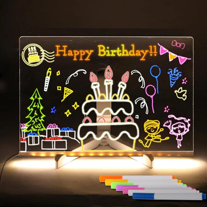 DIY LED Writing Board – Acrylic Notepad with Stand & Reusable Colorful Pens